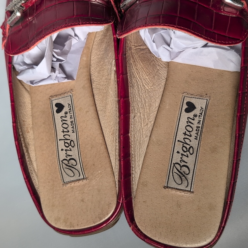 Brighton Astrid Croc Embossed Red Slip On Shoes with Tassels - Picture 7 of 9